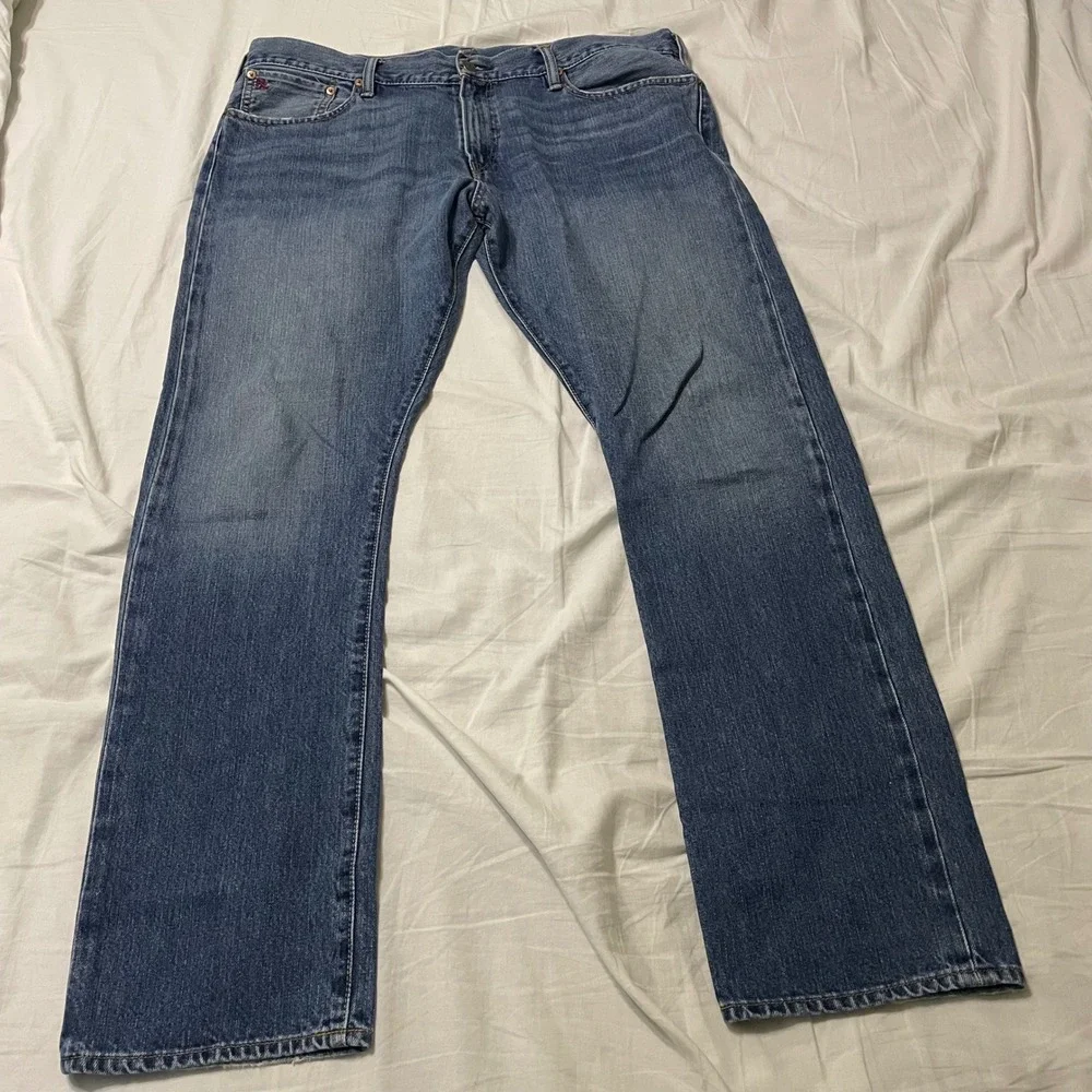 Polo Ralph Lauren Jeans Mens 38x32 Blue Authentic Dungarees Straight Leg Denim